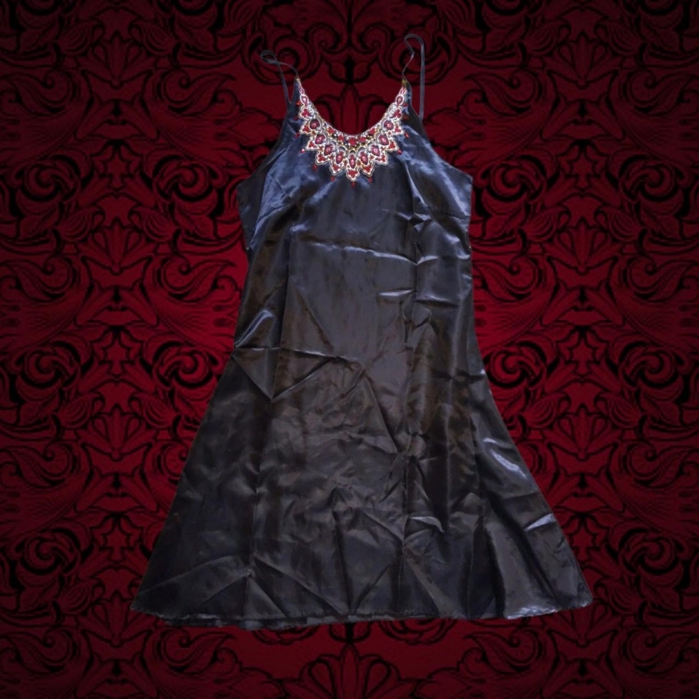 Vampire goth beaded slip dress